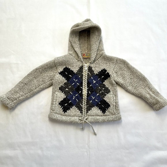 Ecuadorian Clothing Company E.C.C. Kid Toddler Size 2 Sweater Handmade Gray Blue - Picture 3 of 10